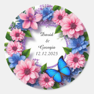 Adesivo Flores de Casamento em Moldura Circular