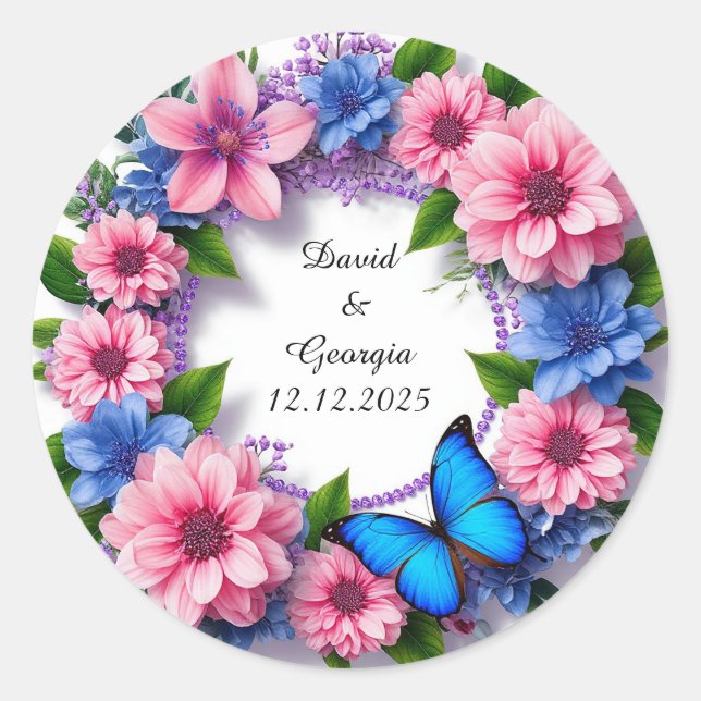 Adesivo Flores de Casamento em Moldura Circular (Frente)