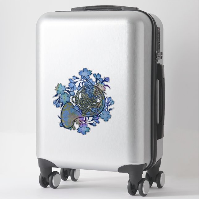Adesivo Flores de Corno Azul Francês Classe de Banda (Mala)