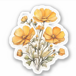 Adesivo Flores de Cosmos Amarelos