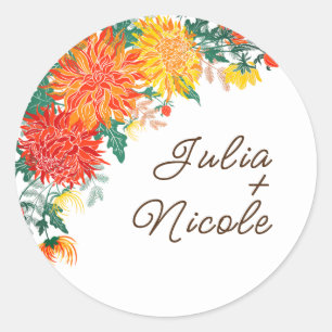 Adesivo Flores de Dahlia de Primavera Laranja Pastel Amare