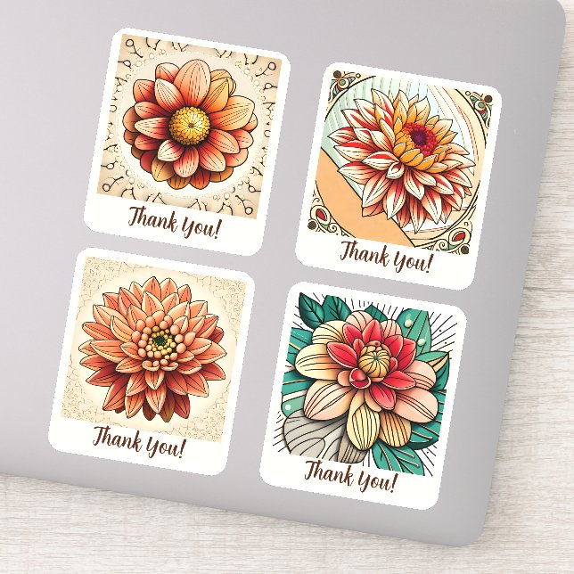 Adesivo Flores de Dahlia Groovy Personalizadas Retrô (Detalhe)