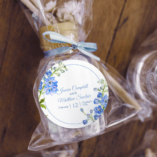 Adesivo Flores de Delphinium arte de aquarela azul casamen