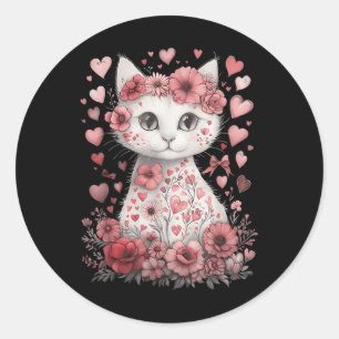 Adesivo Flores De Dia de os namorados De Gato Gato-Gato-Ga