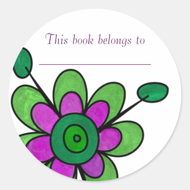 Adesivo Flores de Diversão Verde e Roxo (Frente)