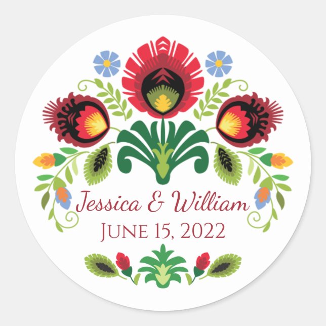 Adesivo Flores de Folhas Poloneses Vinheta Vermelha (Frente)