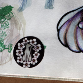 Adesivo Flores de gato branco sakura floral felinos flores