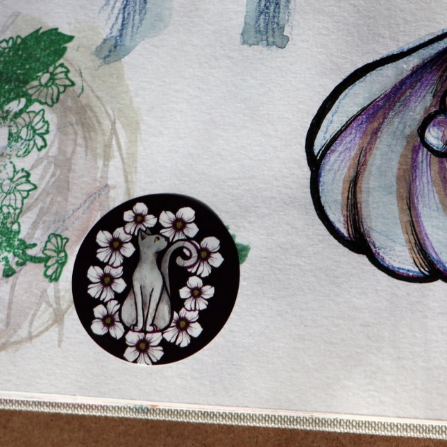 Adesivo Flores de gato branco sakura floral felinos flores (Criador carregado)