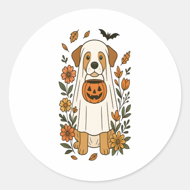 Adesivo Flores de Halloween Labrador Retriever (Frente)