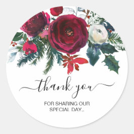 Adesivo Flores De Inverno Da Burgundy Watercolor Obrigado