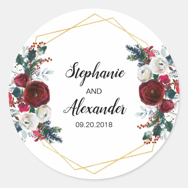 Adesivo Flores de inverno geométricas Douradas da Frame Bu (Frente)