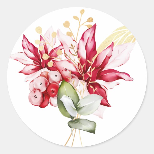 Adesivo Flores de inverno vermelhas poinsettia aquática (Frente)