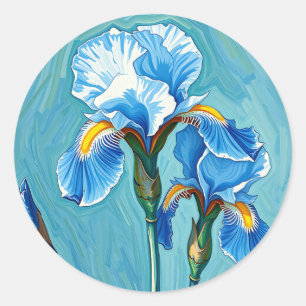 Adesivo Flores de Íris Azul Padrão Artístico