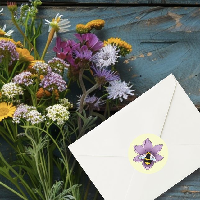 Adesivo Flores de Lavanda de mamangabas amarelas (Criador carregado)