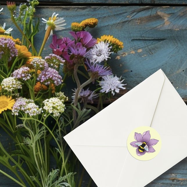 Adesivo Flores de Lavanda de mamangabas amarelas (Criador carregado)