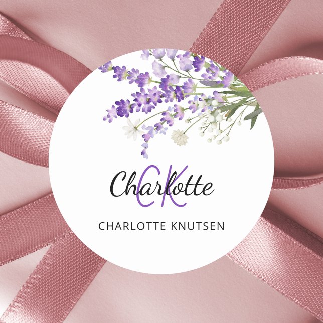 Adesivo Flores de lavanda monogramadas (Criador carregado)