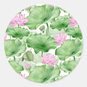 Adesivo Flores de Lotus Cor-de-Água Rosa com Folhas Grande