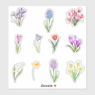 Adesivo Flores de Mola de Aquarela