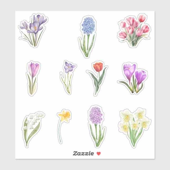 Adesivo Flores de Mola de Aquarela (Folha)