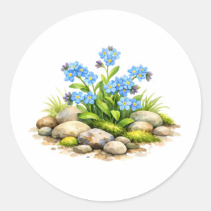 Adesivo Flores de Não Me Esqueças em Aquarela pelas Rochas