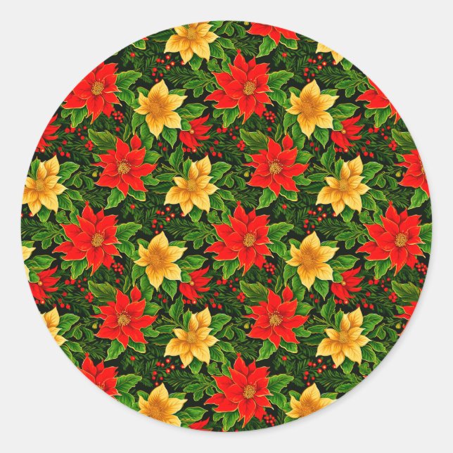 Adesivo Flores de Natal Padrão Sem Costura-69956 (Frente)