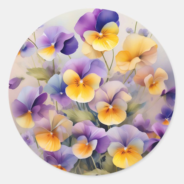 Adesivo Flores de Pansy Delicadas em Molho (Frente)