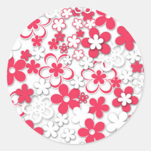 Adesivo Flores de papel vermelho e branco