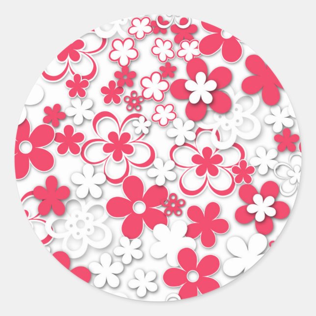 Adesivo Flores de papel vermelho e branco (Frente)