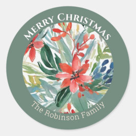 Adesivo Flores De Poinsettia Vermelha Deixam Botânica Eleg