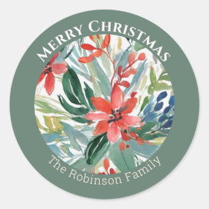Adesivo Flores De Poinsettia Vermelha Deixam Botânica Eleg