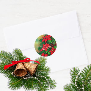 Adesivo Flores de Poinsettia Vermelha Natal Endereço de De