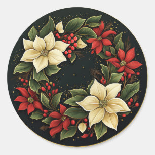 Adesivo Flores de Poinsettia Vermelhas e Creme Elegantes d