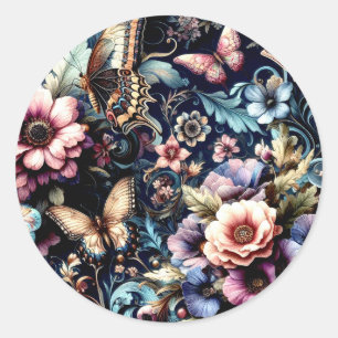 Adesivo Flores de primavera e Borboletas Antigas