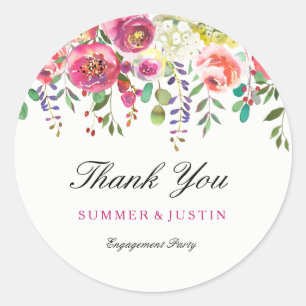 Adesivo Flores de primavera, festa de noivado rosa, obriga