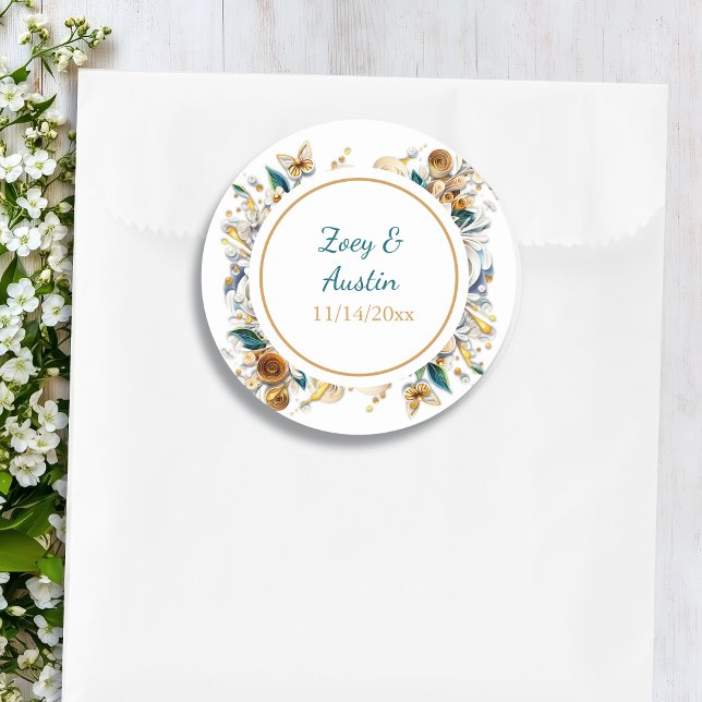 Adesivo Flores de Quilling em Papel Personalizadas Elegant (Criador carregado)
