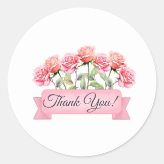 Adesivo Flores de Rosa com Faixa Floral Agradecimento