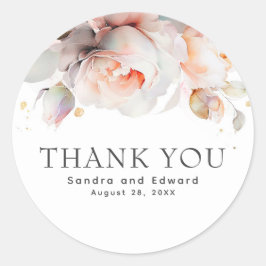 Adesivo Flores de Rosa Suave Elegantes Botânicas Obrigado