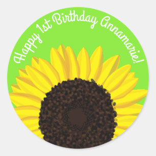 Adesivo Flores de verão de aniversário de Sunflower Kid