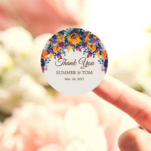 Adesivo Flores de Verão elegante Obrigada