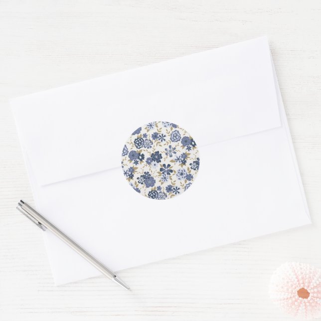 Adesivo Flores de Vinha Azul Ilustradas Botânicas (Envelope)