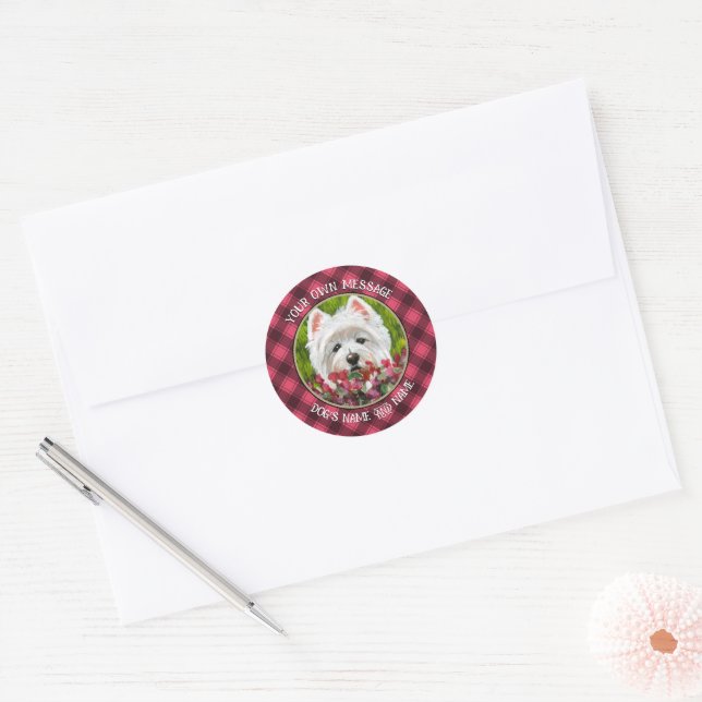 Adesivo Flores de Westie e Rosa (Envelope)