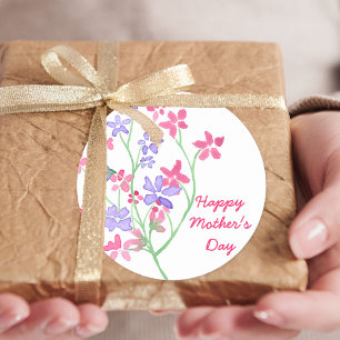 Adesivo Flores Delicadas em Aquarela - Feliz Dia das Mães