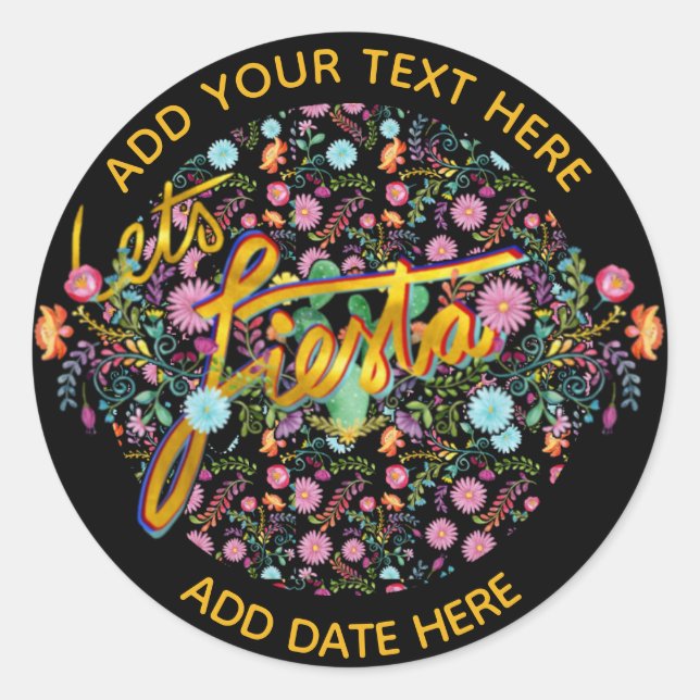 Adesivo Flores do Folk Mexicano Fiesta Personalizadas (Frente)