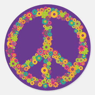 Adesivo Flores do sinal de paz do hippy