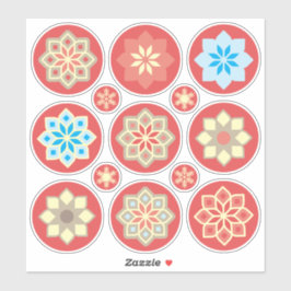 Adesivo Flores e flocos de neve ornamentais no vermelho CC