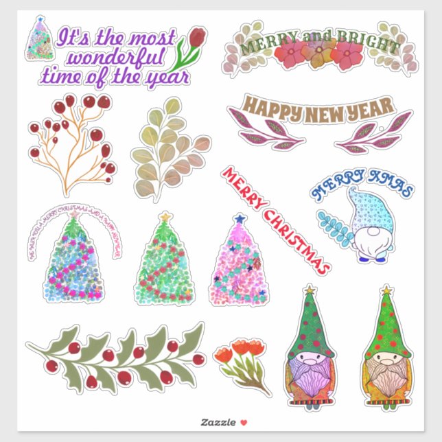 ADESIVO FLORES E FOLHAS DE NATAL (Folha)