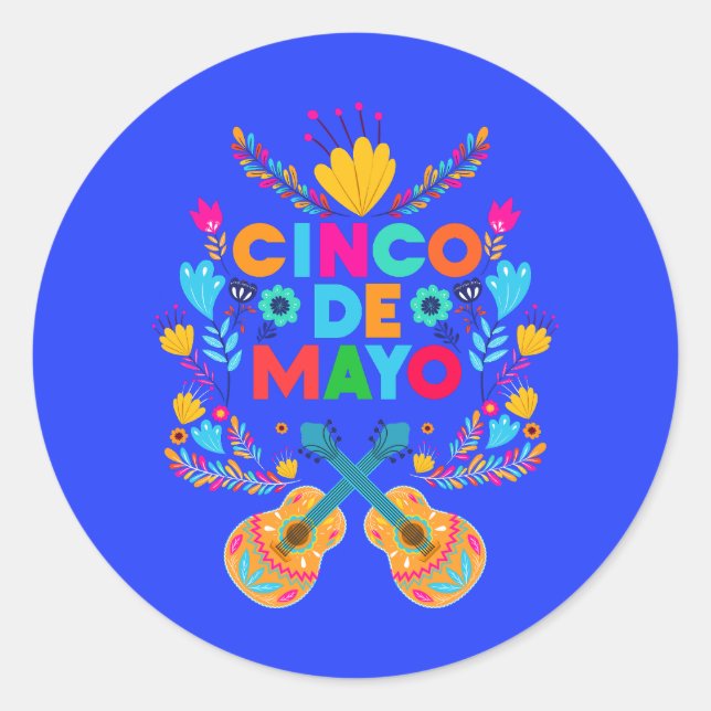 Adesivo flores e Guitarras do Cinco De Mayo (Frente)
