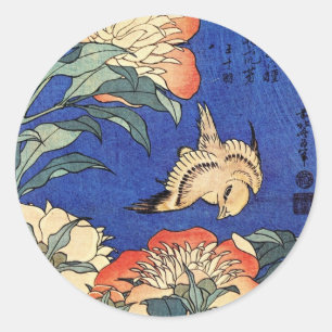 Adesivo Flores e pássaro, Hokusai
