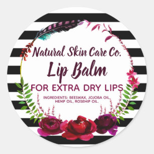 Adesivo Flores E Rótulos Comerciais De Lip Balm
