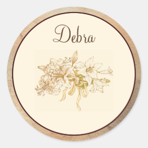 Adesivo Flores Elegantes Monograma Rosa e Amarelo